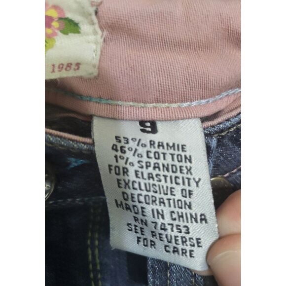 ZANA DI Jeans Juniors SZ 9 Embroidered Boho Hippie y2k vintage jeans Floral - Picture 10 of 15